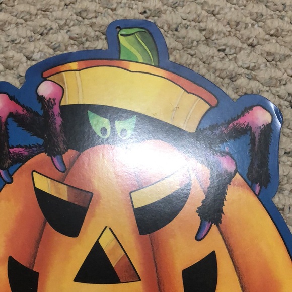 Vintage rare Old Style Beer cardboard sign, Halloween pumpkin spider - Picture 14 of 16